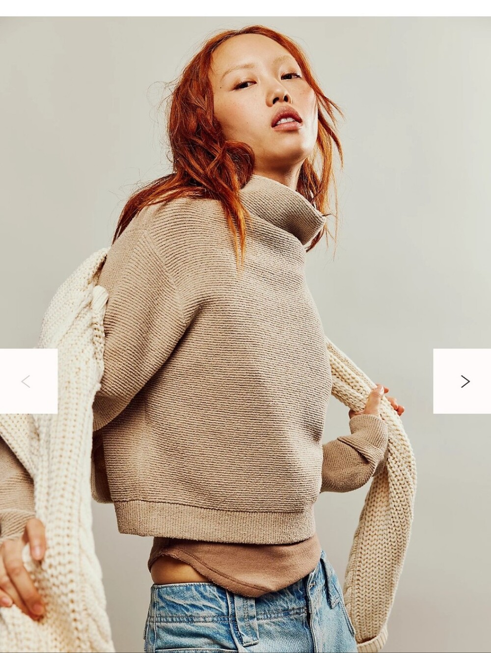Free People Ottoman Mock Neck Ribbed Pullover Sweater Sage Green Size Large